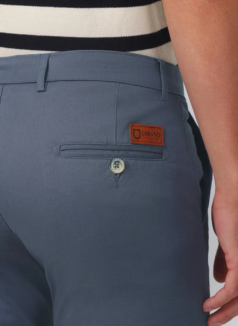 Urbano Fashion  Urbano Fashion Men's Steel Blue Cotton Slim Fit Casual Chinos Trousers Stretch for Men | Best Price UAE